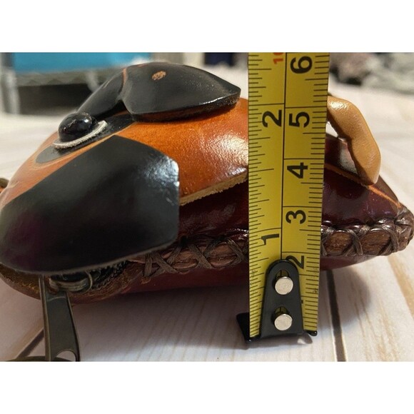 Hand Made Embossed Leather Brown Dog Coin Purse Bull Dog Lover Bone Wristlet - Picture 15 of 16